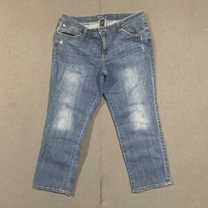 APT 9 Straight Leg Modern Fit Crop Jeans Women Size 14 Blue Denim‎ Medium Wash